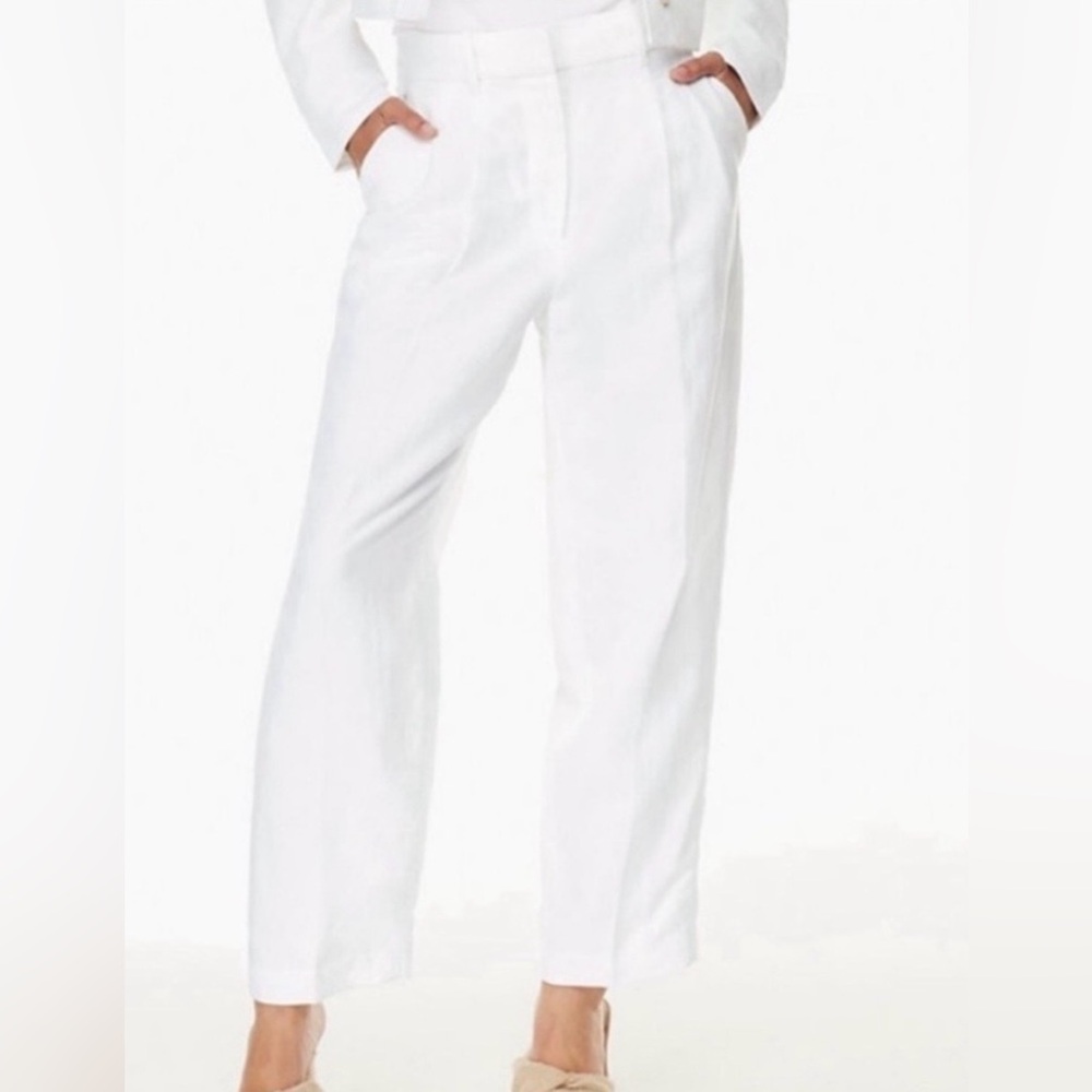 Aritzia Wilfred The Effortless Pants Linen Blend Cropped Wide Leg White Size 00